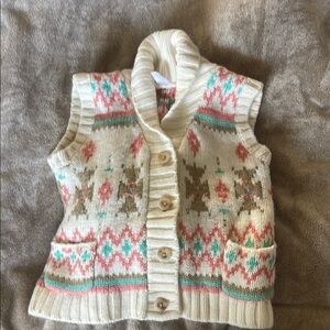 Carter's Cream Knit Vest with Multicolor Pattern